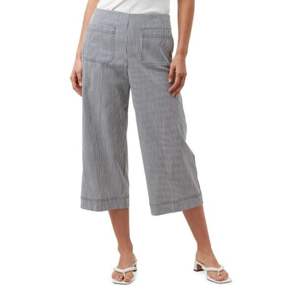 Trina Turk Pants - Trina Turk Olive Green and White Striped Wide Leg Cropped Pants - Size 6